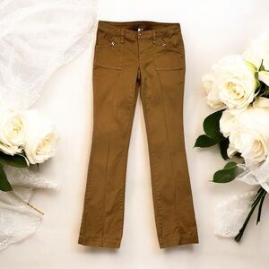 Caché Vintage Y2K Khaki Center Seam Flare Leg Pants Size 4